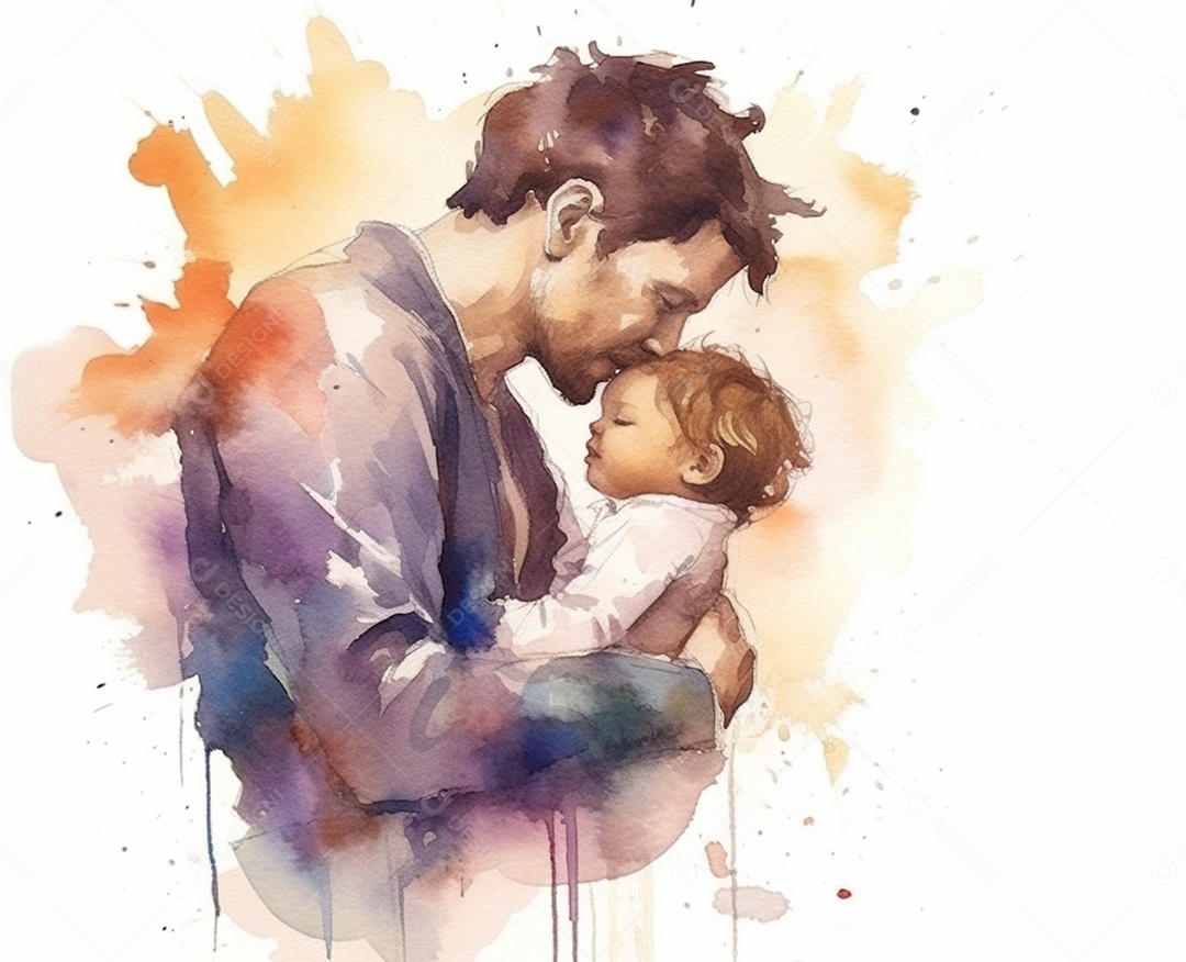 Ilustração pai abraçando filho