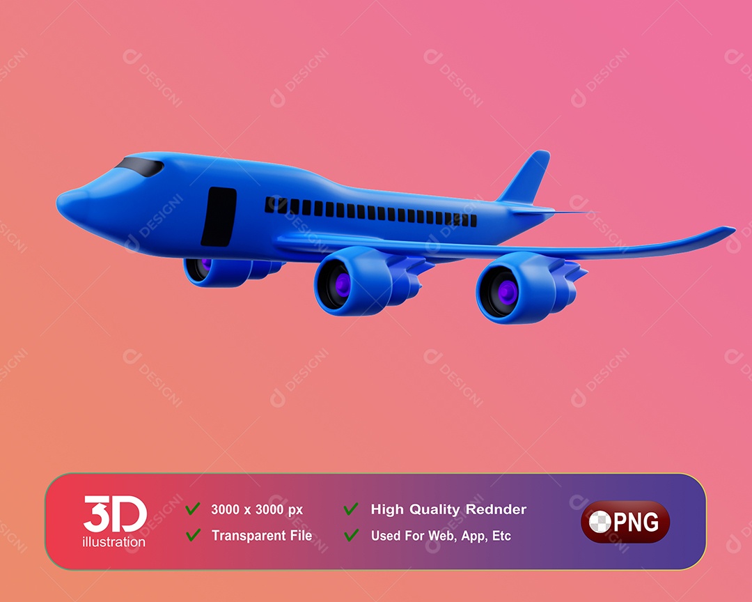 Avião Elemento 3D Para Composição PSD