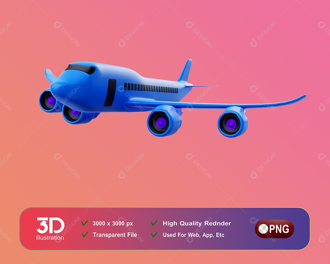 Avião Elemento 3D Para Composição PSD