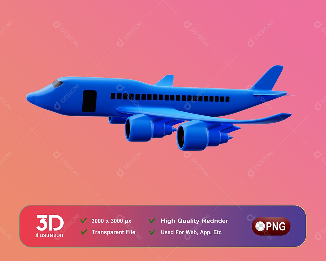 Avião Elemento 3D Para Composição PSD