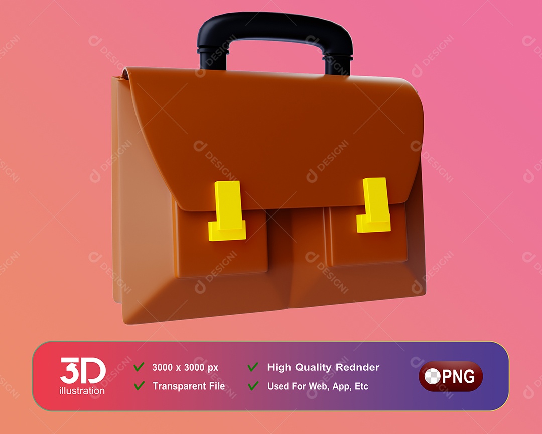 Maleta Elemento 3D Para Composição PSD