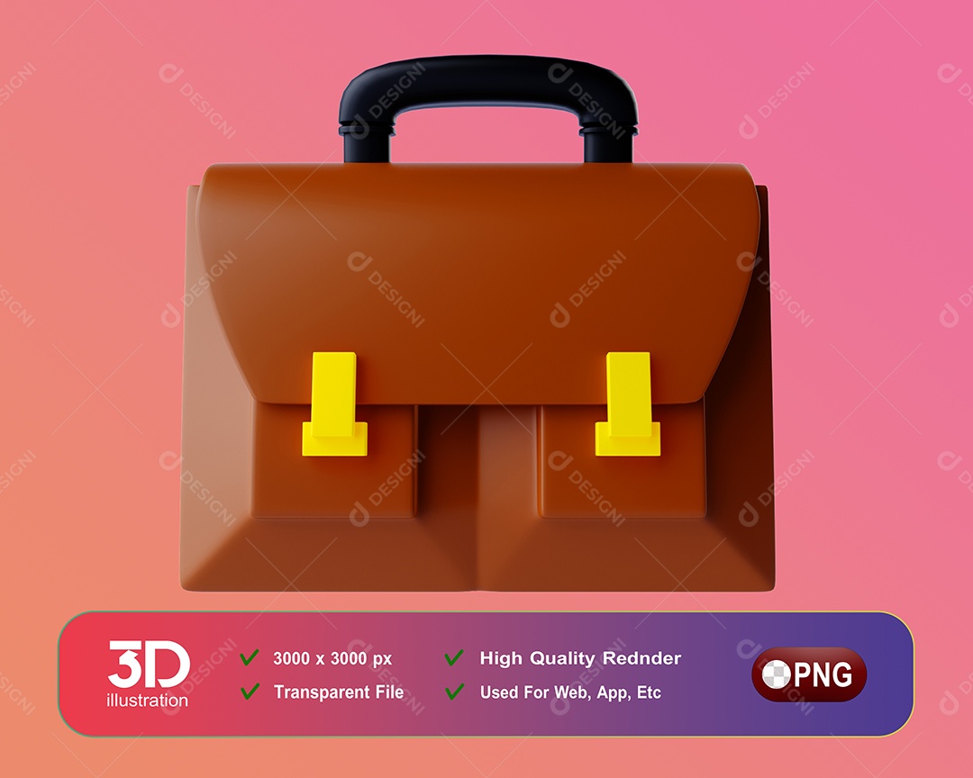 Maleta Elemento 3D Para Composição PSD