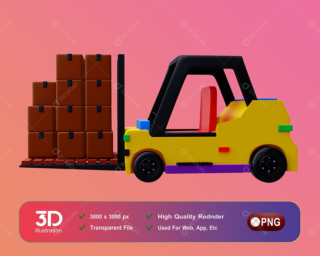 Empilhadeira Elemento 3D Para Composição PSD