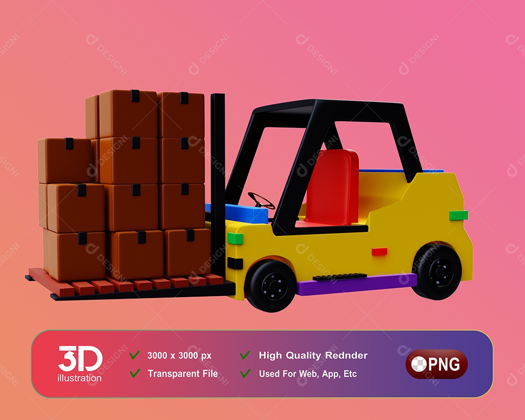 Empilhadeira Elemento 3D Para Composição PSD