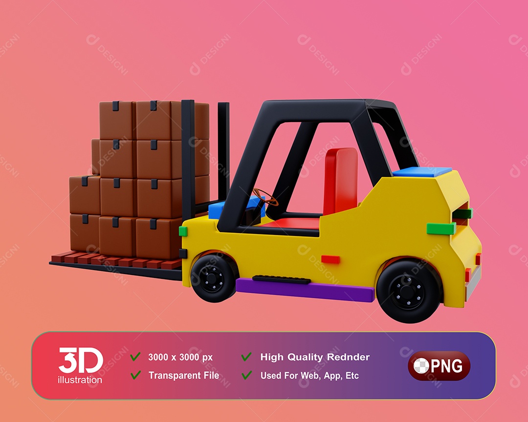 Empilhadeira Elemento 3D Para Composição PSD