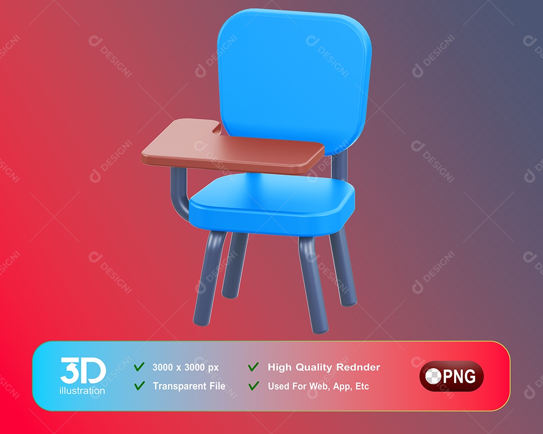 Cadeira De Escola Elemento 3D Para Composição PSD