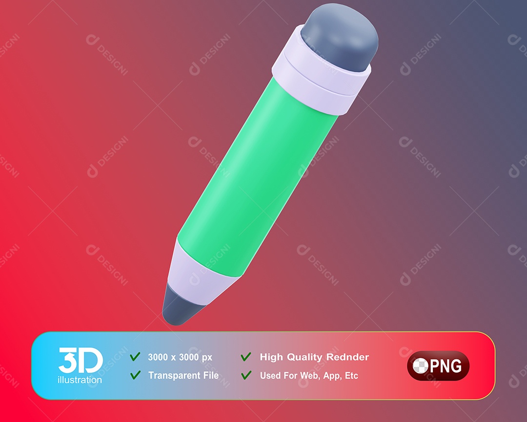 Materiais Escolares Lápis Elemento 3D Para Composição PSD