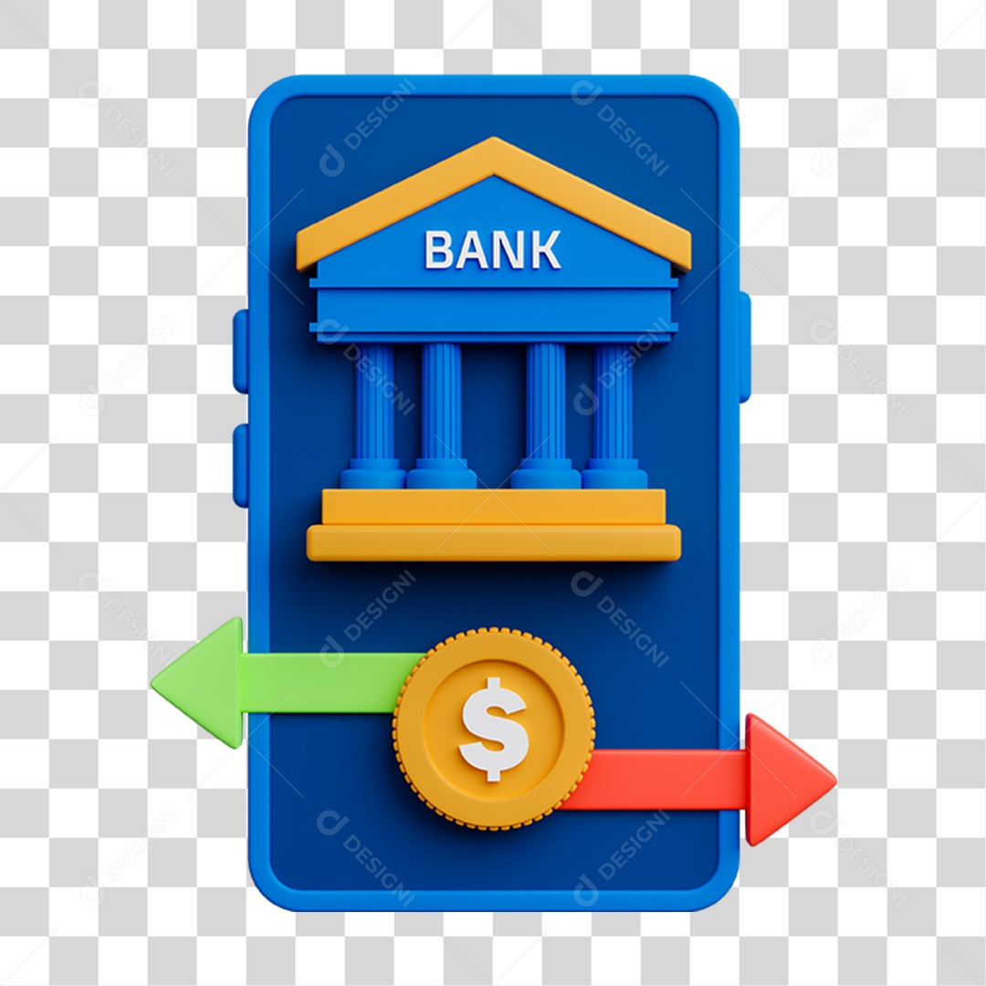 Elemento 3D Celular Mensagens Contatos Vídeos para Composição PNG Transparente