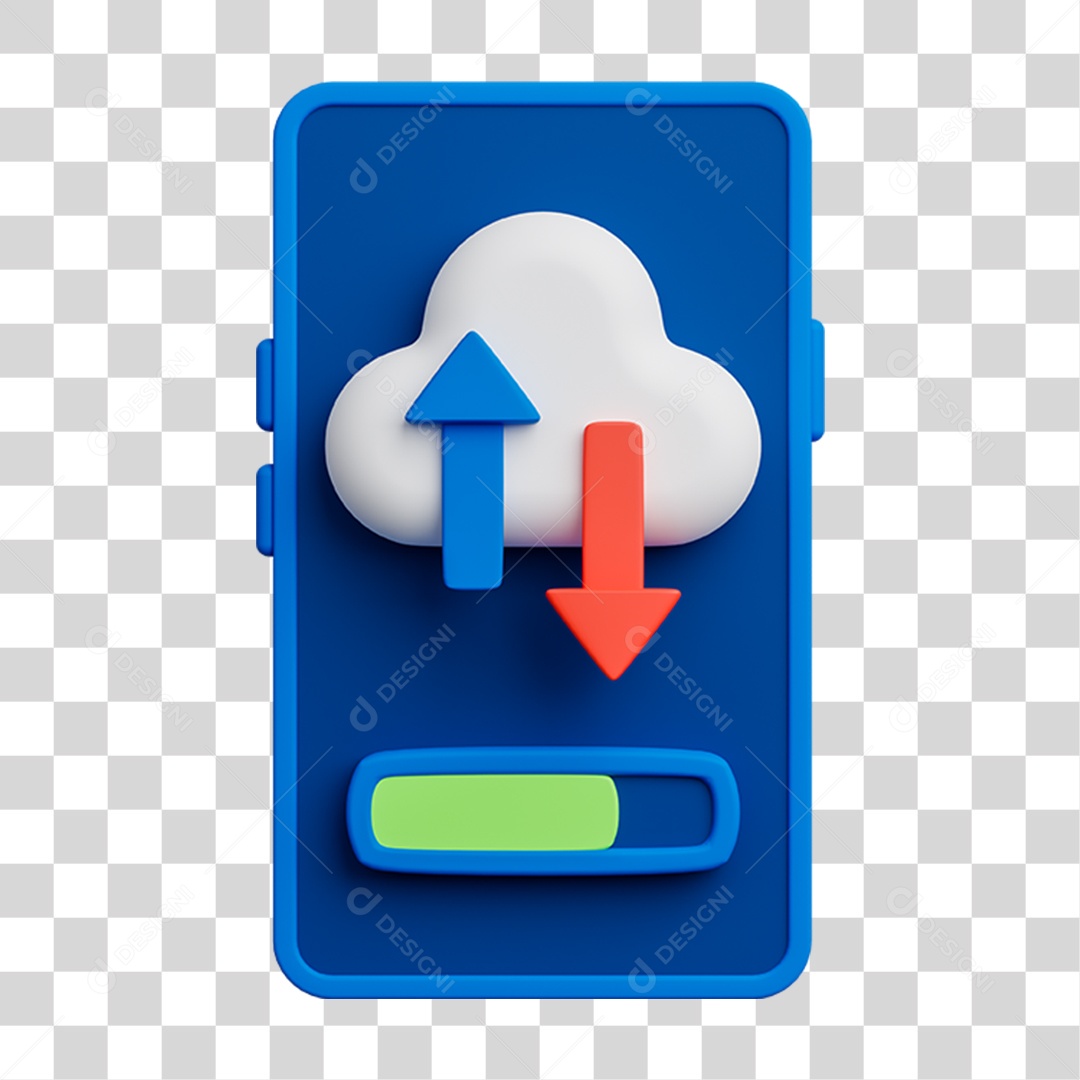Elemento 3D Celular Mensagens Contatos Vídeos para Composição PNG Transparente