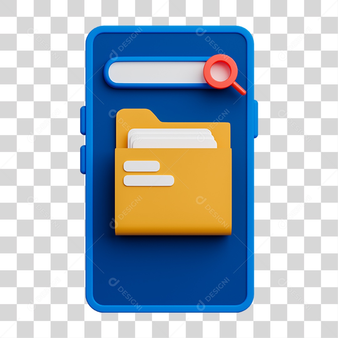 Elemento 3D Celular Mensagens Contatos Vídeos para Composição PNG Transparente