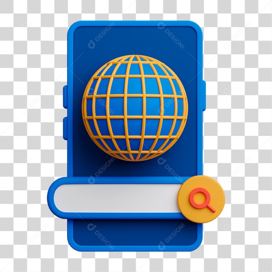 Elemento 3D Celular Mensagens Contatos Vídeos para Composição PNG Transparente