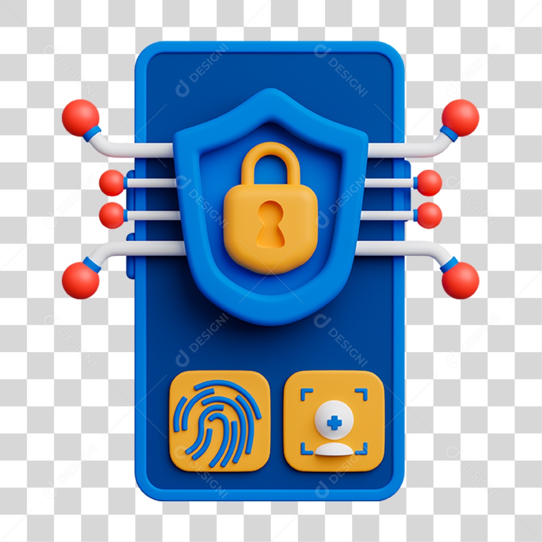 Elemento 3D Celular Mensagens Contatos Vídeos para Composição PNG Transparente