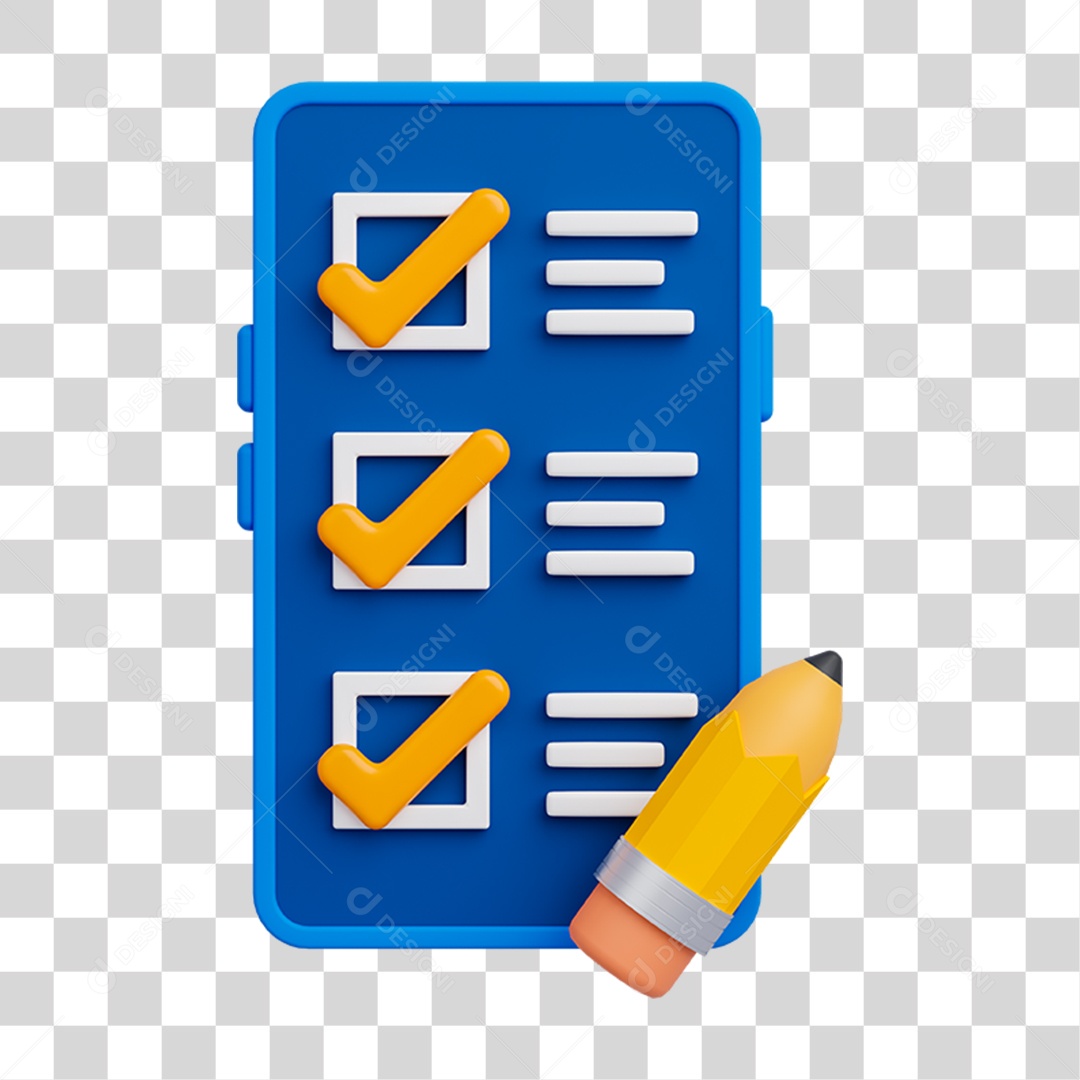 Elemento 3D Celular Mensagens Contatos Vídeos para Composição PNG Transparente