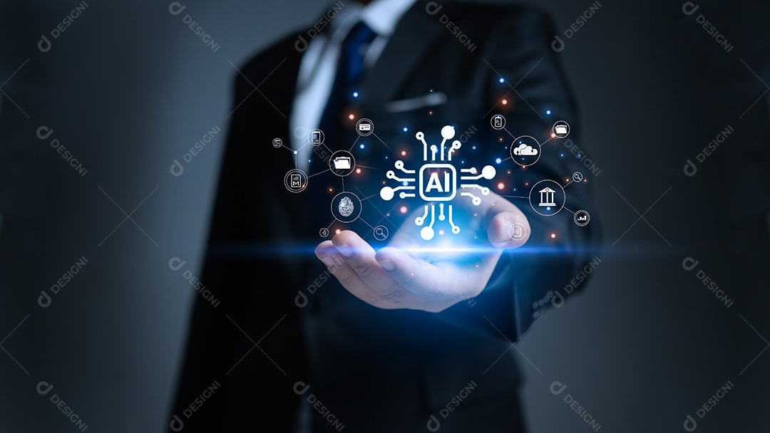 AI, símbolo, inteligência artificial da tecnologia futura.