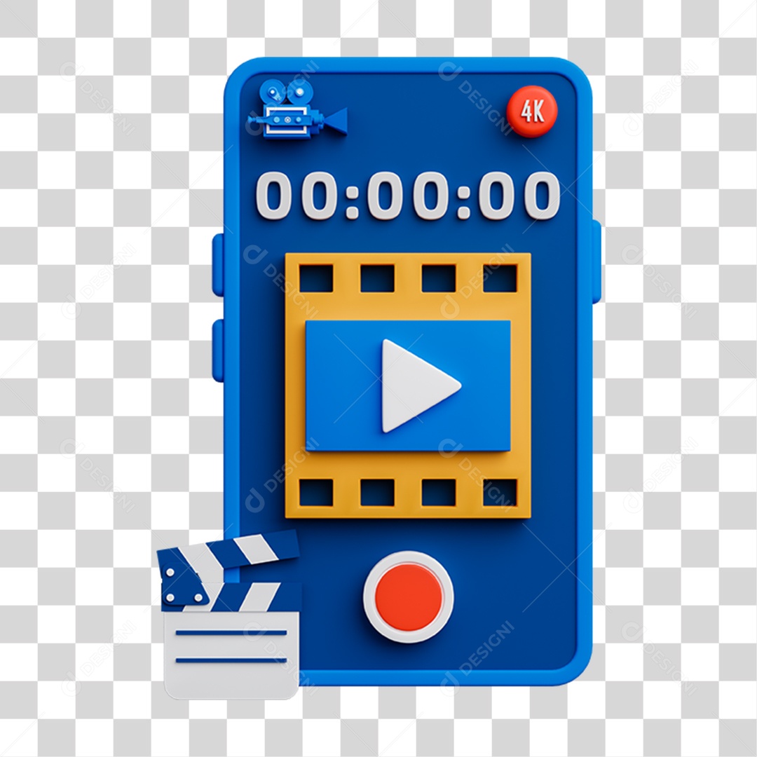 Elemento 3D Celular Mensagens Contatos Videos para Composição PNG Transparente