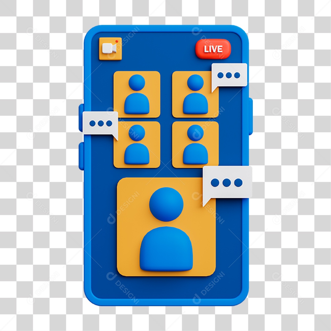 Elemento 3D Celular Mensagens Contatos para Composição PNG Transparente