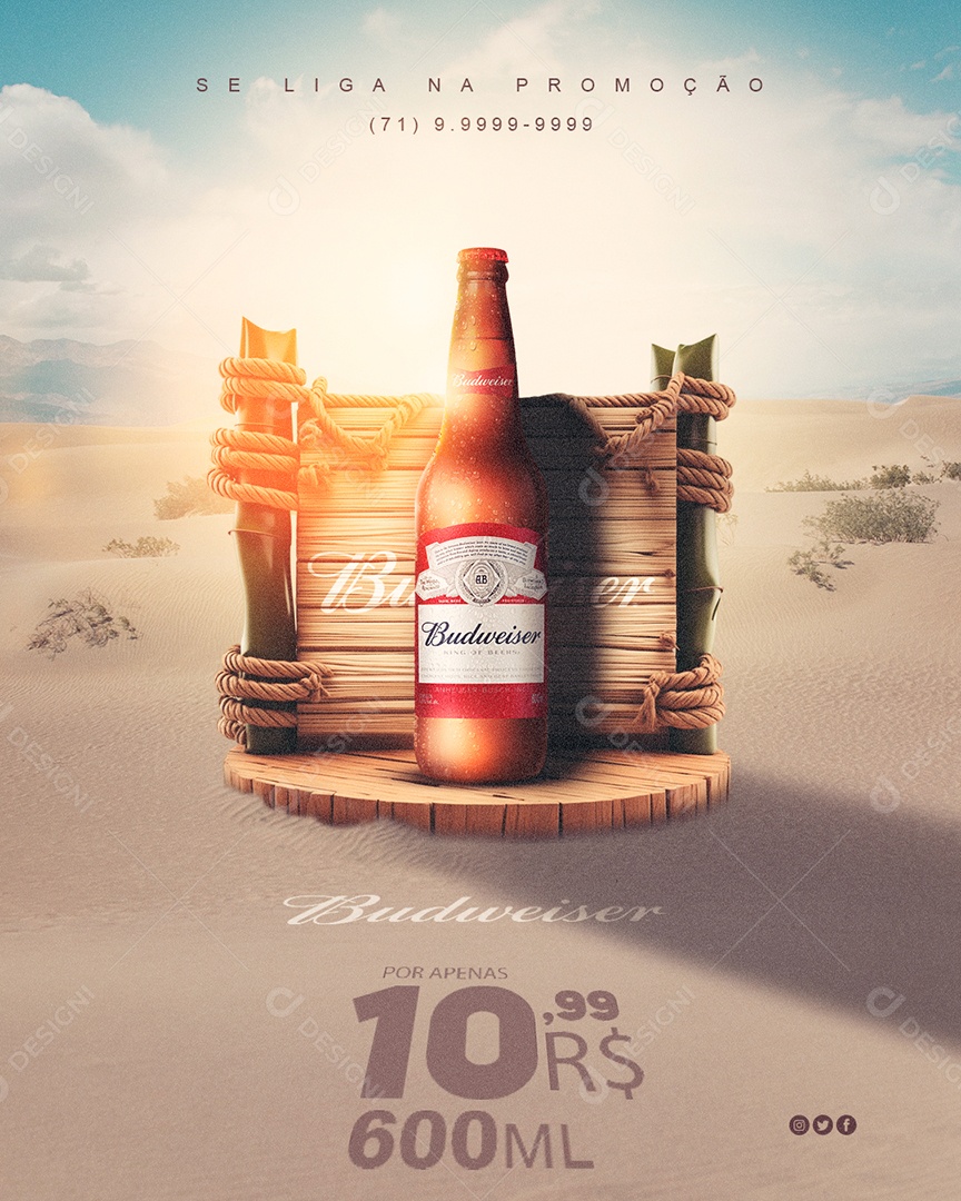Social Media Feed Se liga Na Promoção Budweiser Distribuidora PSD Editável