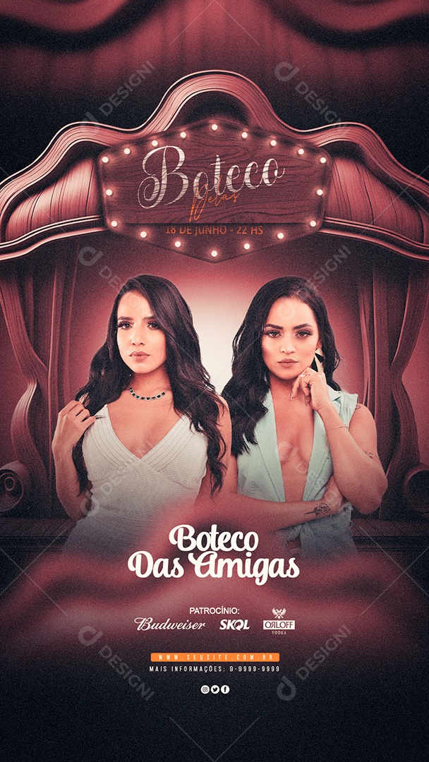 Social Media Flyer Story Boteco Das Amigas PSD Editável
