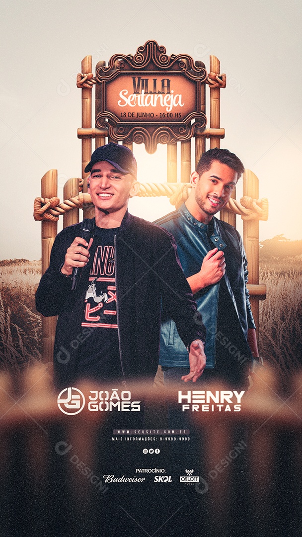 Flyer Story Villa Sertaneja João Gomes Henry Freitas Social Media PSD Editável