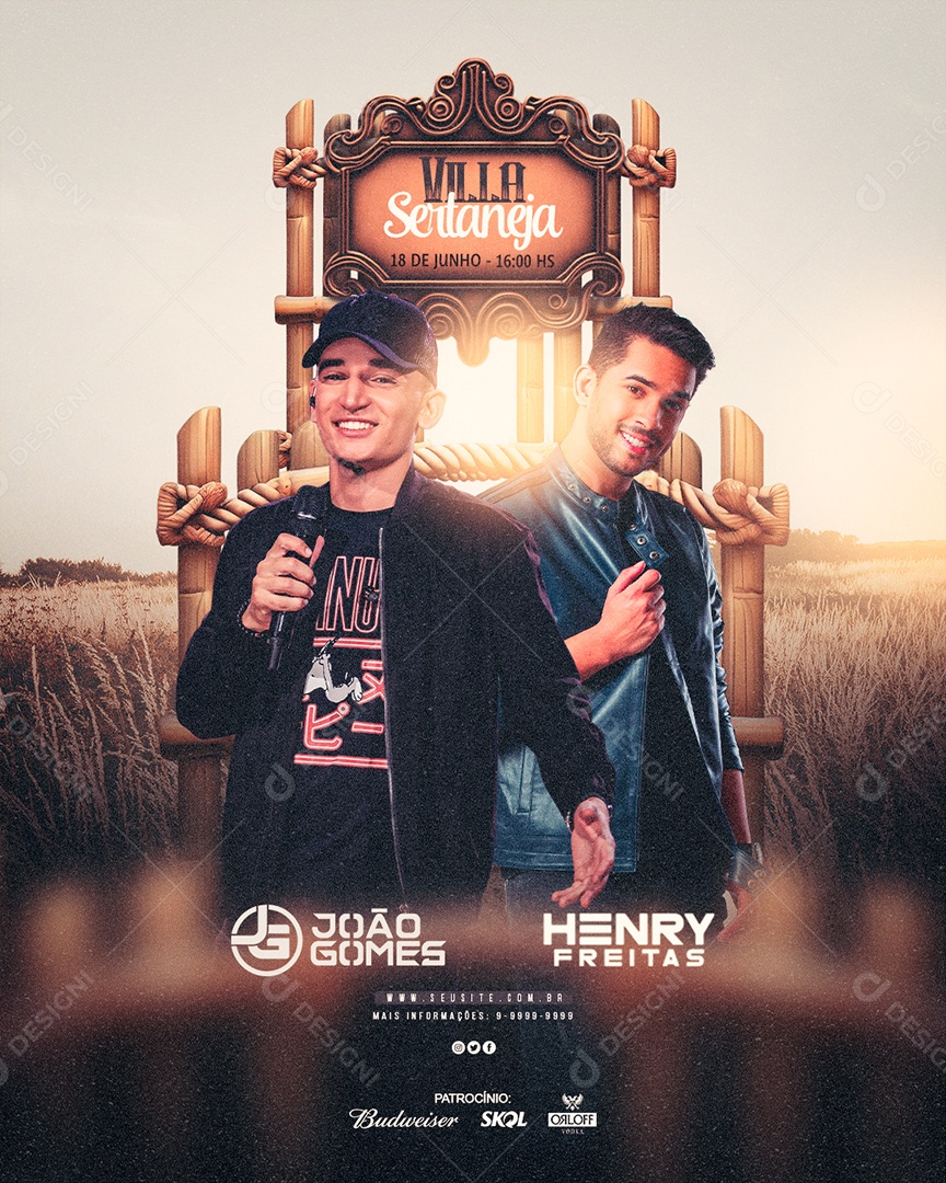Flyer Feed Villa Sertaneja João Gomes Henry Freitas Social Media PSD Editável
