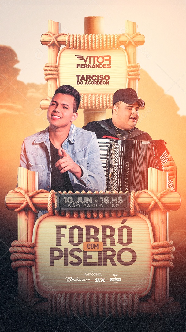 Flyer Story Forró Do Piseiro Vitor Fernandes Tarcisio Do Acordeon Social Media PSD Editável
