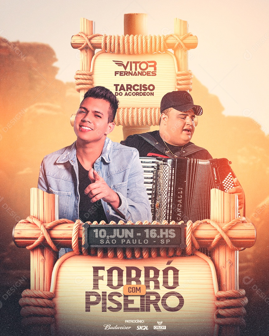 Flyer Feed Forró Do Piseiro Vitor Fernandes Tarcisio Do Acordeon Social Media PSD Editável