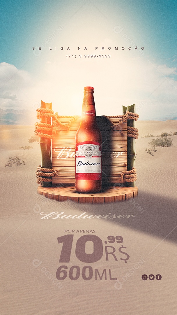 Social Media Story Se liga Na Promoção Budweiser Distribuidora PSD Editável