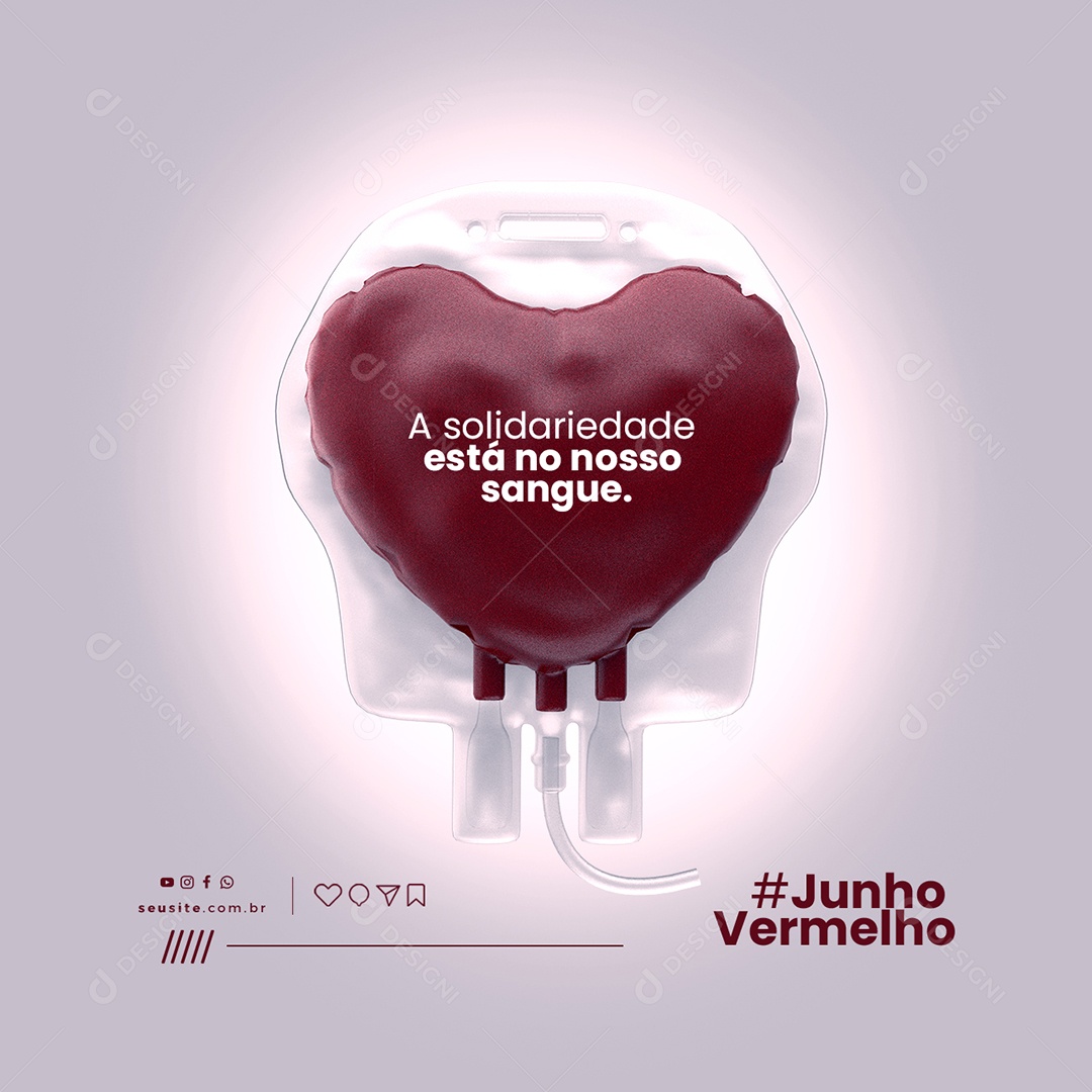A Solidariedade Está No Nosso Sangue Junho Vermelho Social Media PSD Editável
