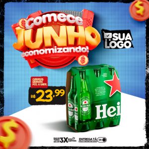 Social Media Feed Comece Junho Economizando Heineken PSD Editável
