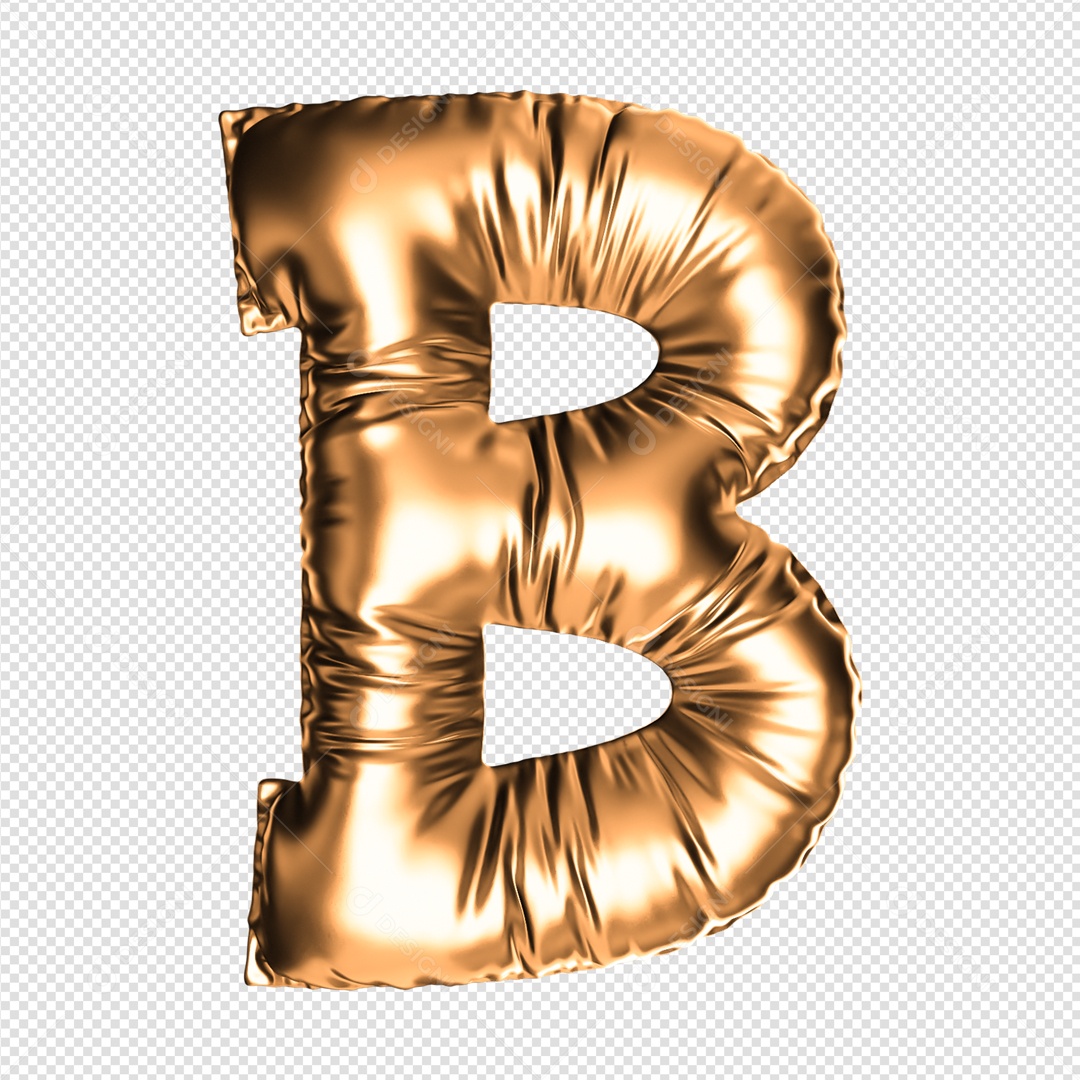 Letra B Dourado Elemento 3D Para Composição PSD
