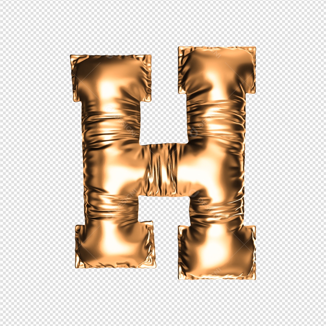 Letra H Dourado Elemento 3D Para Composição PSD