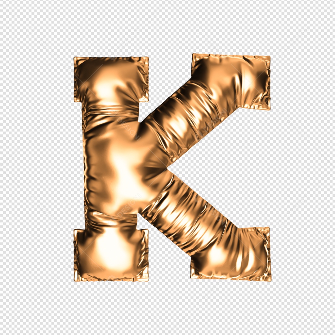 Letra K Dourado Elemento 3D Para Composição PSD