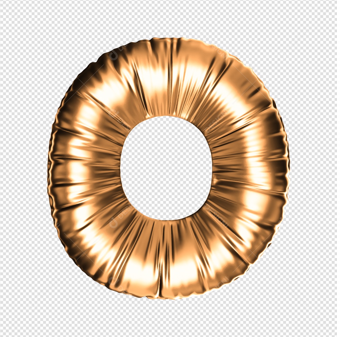 Letra O Dourado Elemento 3D Para Composição PSD