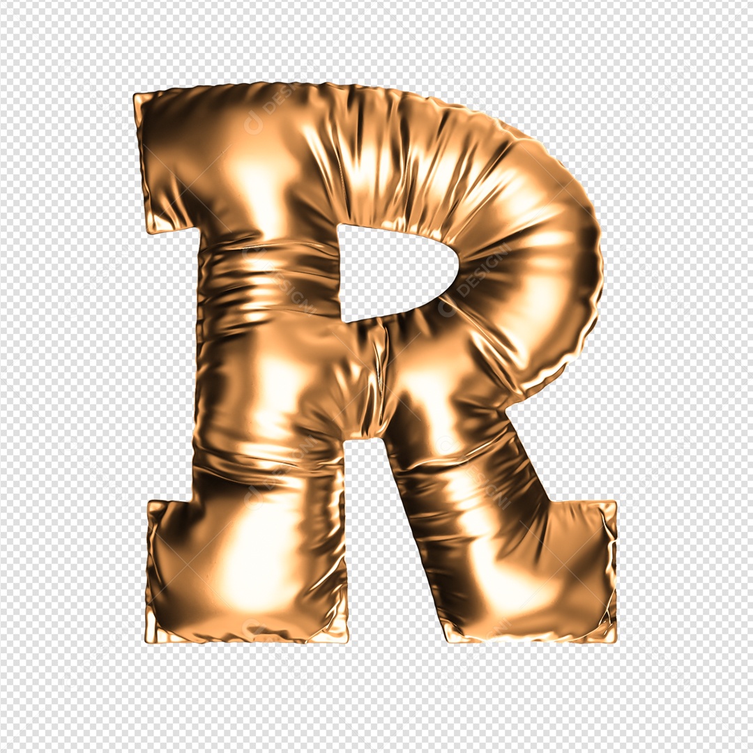 Letra R Dourado Elemento 3D Para Composição PSD