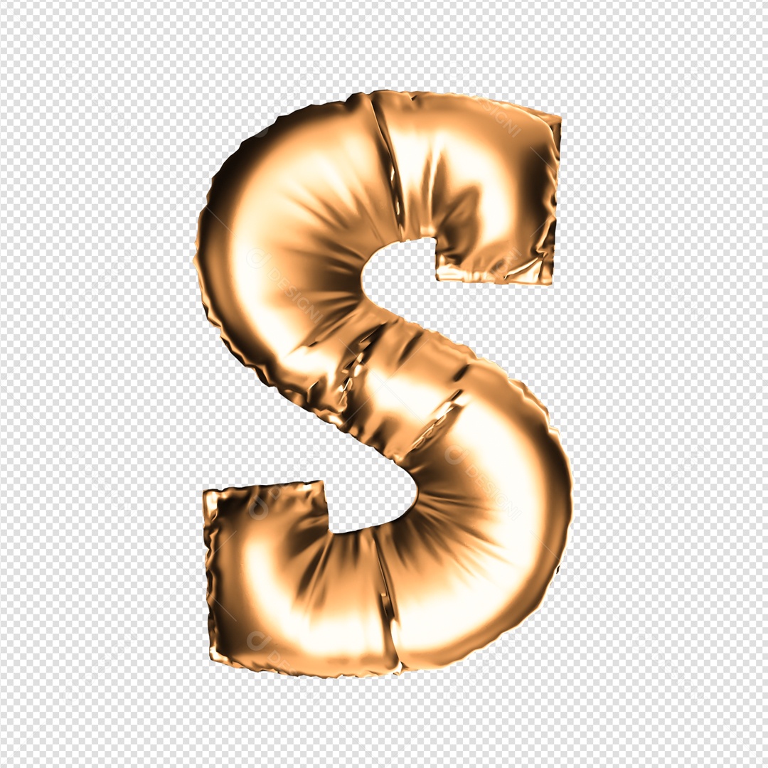 Letra S Dourado Elemento 3D Para Composição PSD