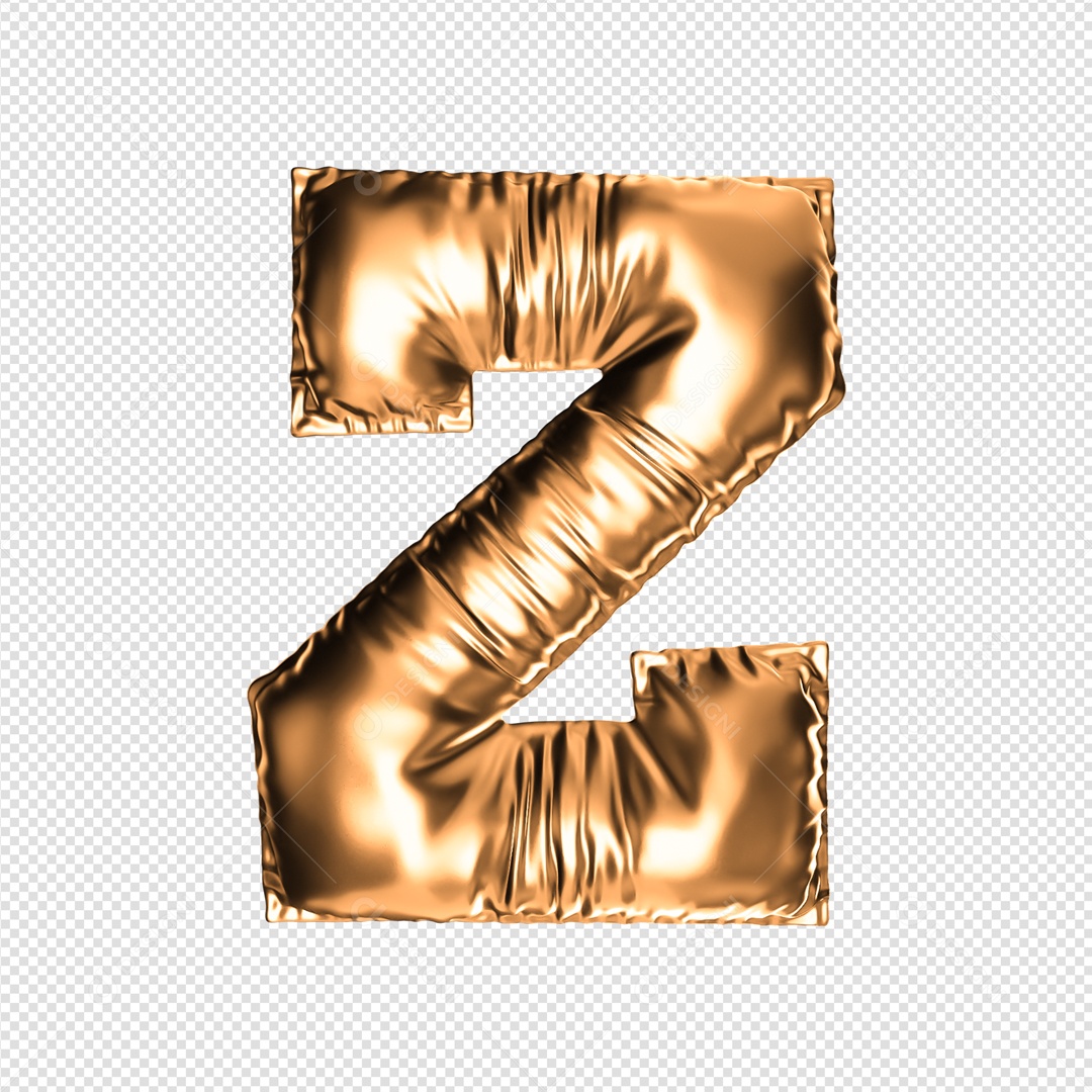 Letra Z Dourado Elemento 3D Para Composição PSD