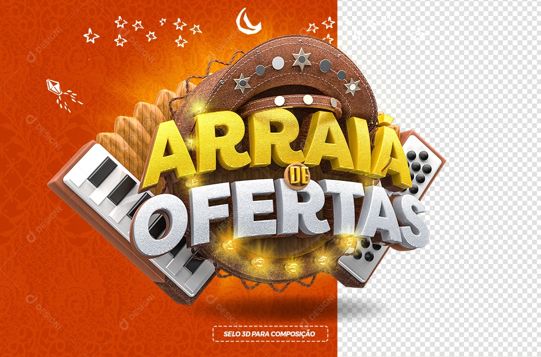 Selo 3D Arraiá De Ofertas São João Para Composição PSD