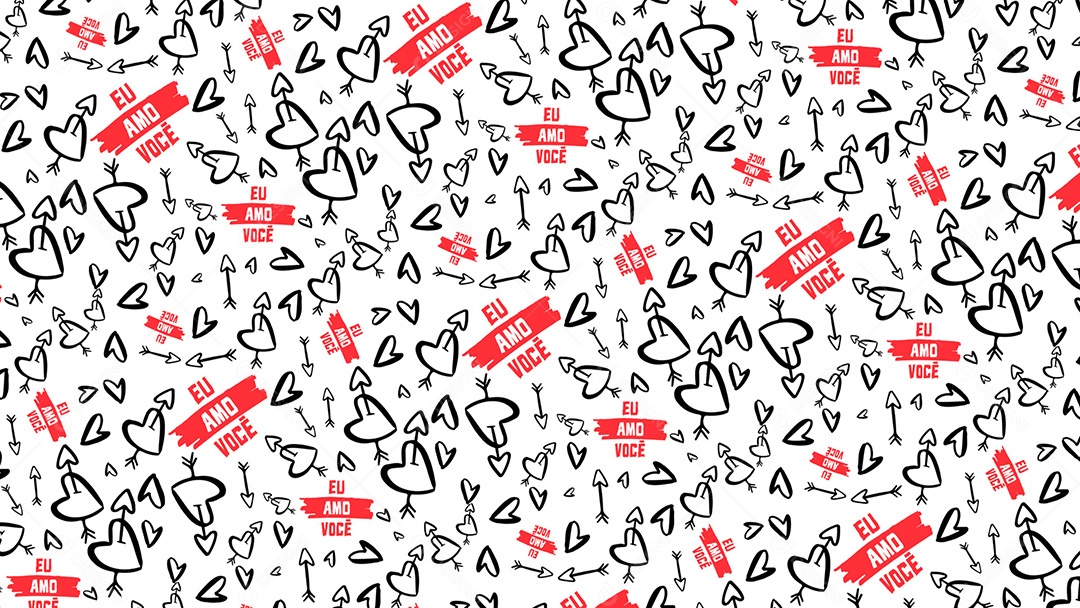 Pattern Padrões Geométricos Textos Do Dia Dos Namorados Eu Amo Você Em Fundo Branco Vetor AI + PAT