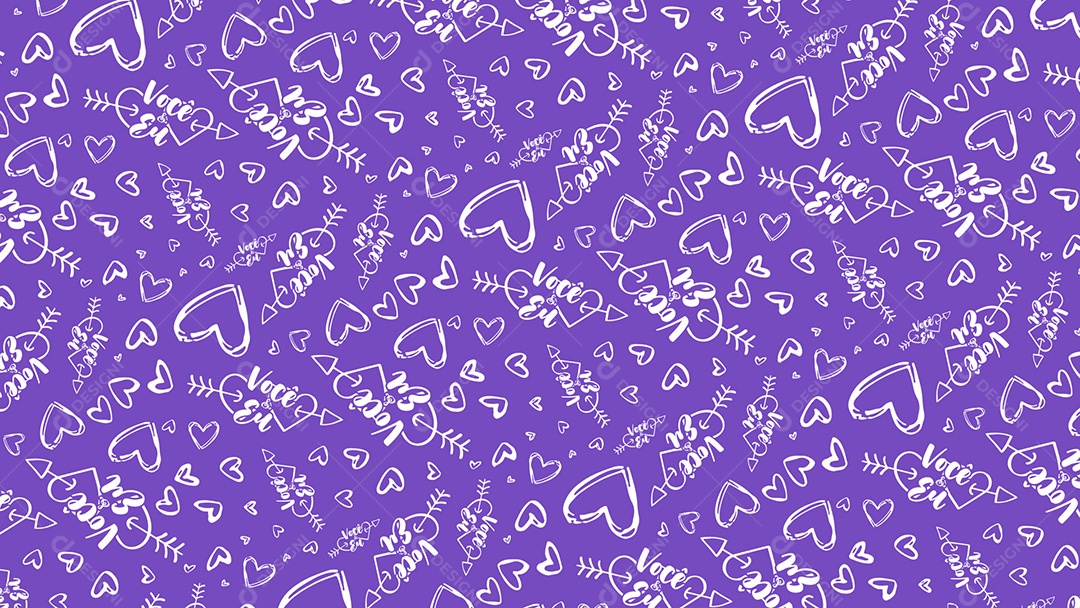 Pattern Padrões Geométricos Textos Do Dia Dos Namorados Você & Eu Em Fundo Roxo Vetor AI + PAT