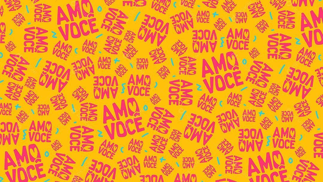 Pattern Padrões Geométricos Textos Do Dia Dos Namorados Amo Você Em Fundo Laranja Vetor AI + PAT