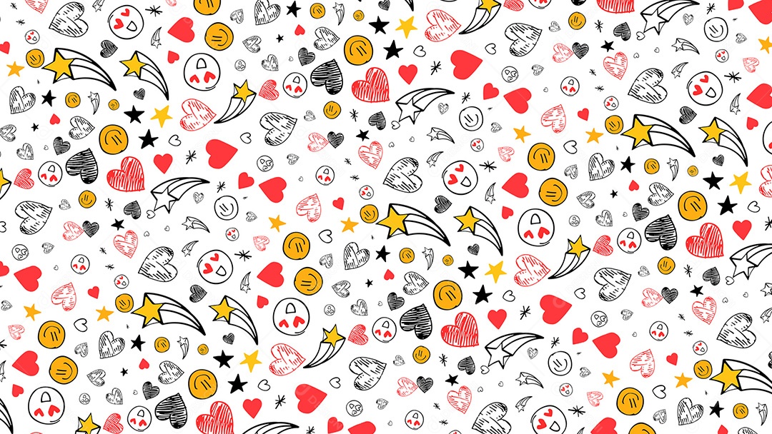 Pattern Padrões Geométricos Objetos Do Dia Dos Namorados Em Fundo Branco Vetor AI + PAT