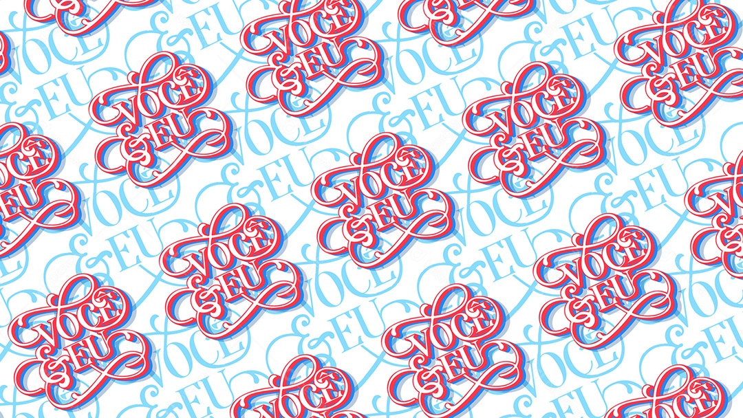 Pattern Padrões Geométricos Texto Do Dia Dos Namorados Você & Eu Em Fundo Branco Vetor AI + PAT