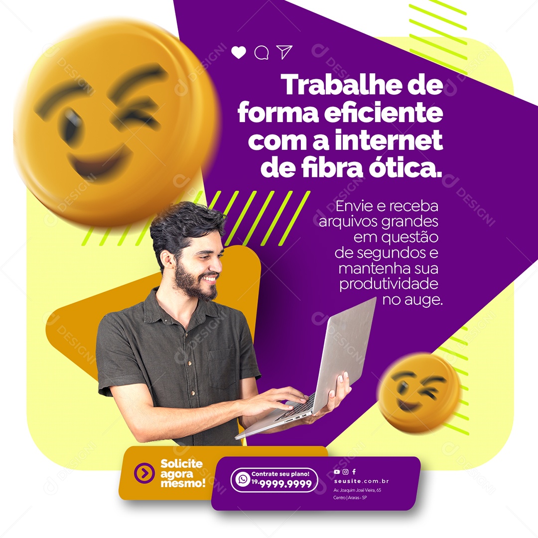 Trabalhe De Forma Eficiente Provedor De Internet Social Media PSD Editável