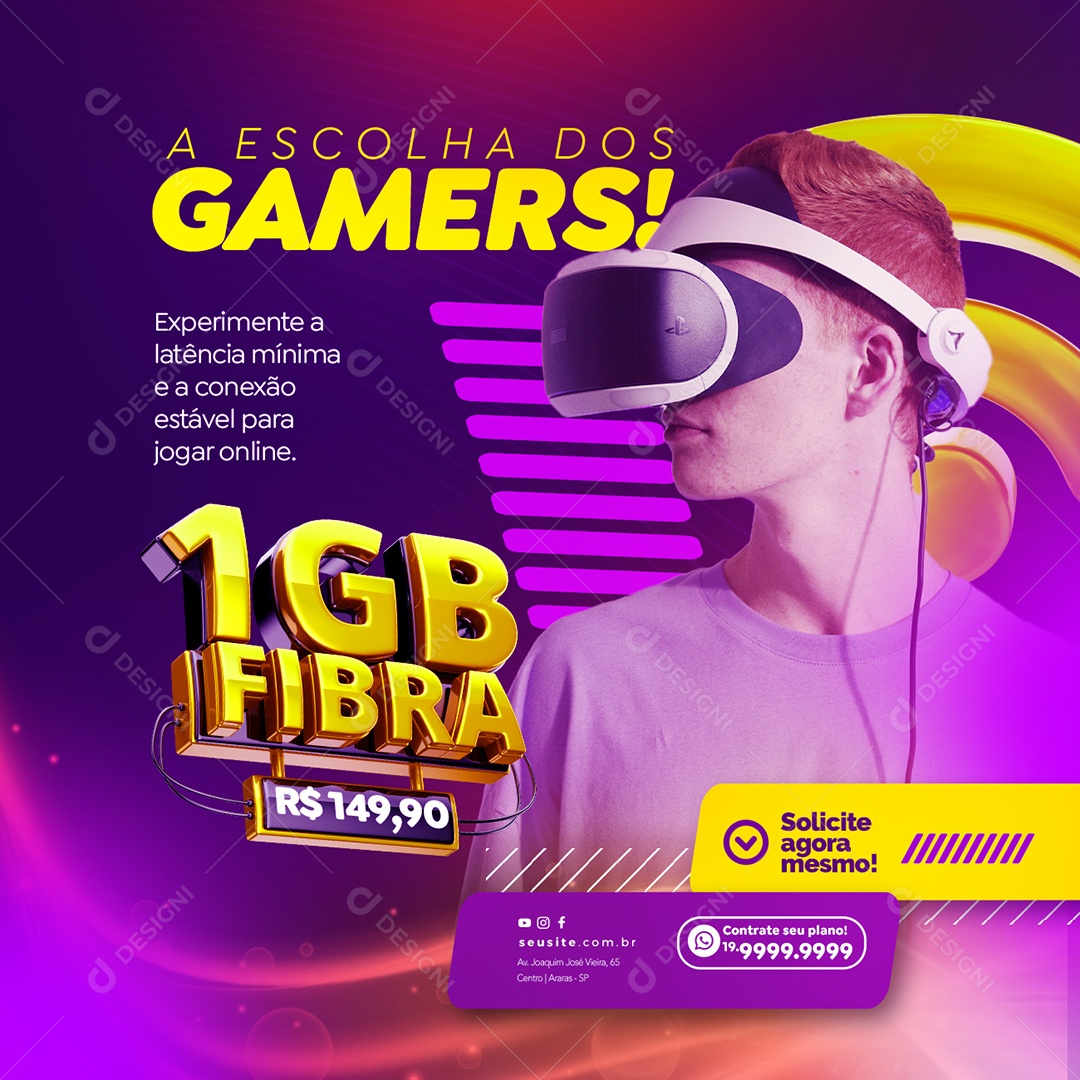 A Escolha Dos Gamers Provedor De Internet Social Media PSD Editável