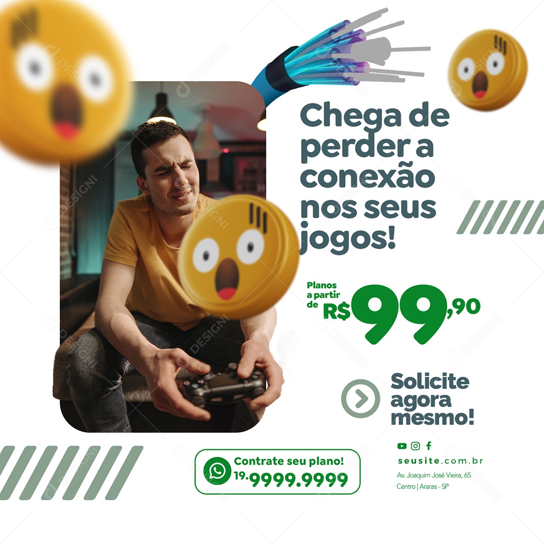 Chega De Perder A Conexão Nos Seus Jogos Provedor De Internet Social Media PSD Editável