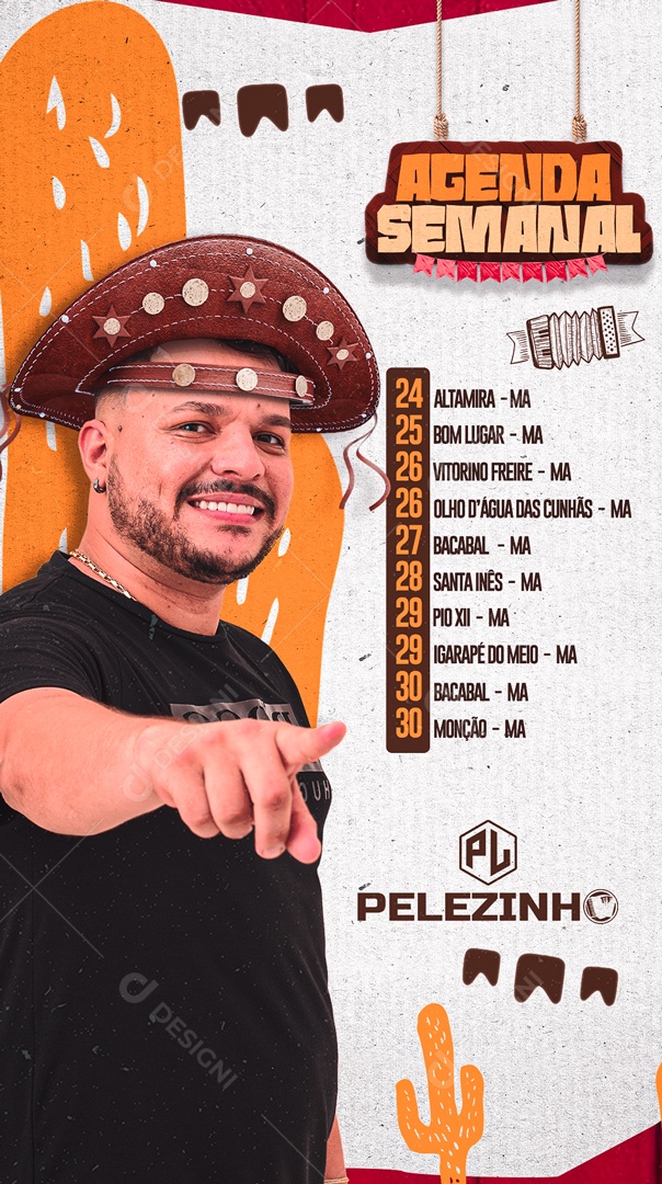 Social Media Flyer Story Agenda Da Semana Pelezinho PSD Editável