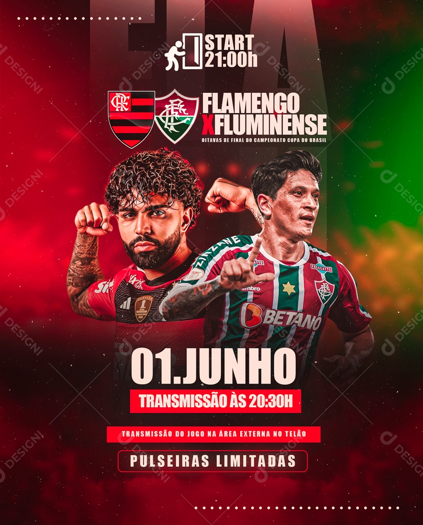Feed Futebol Flamengo X Fluminense Copa Do Brasil Social Media PSD Editável
