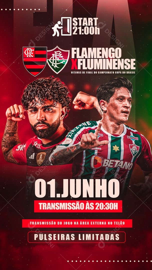 Story Futebol Flamengo X Fluminense Copa Do Brasil Social Media PSD Editável