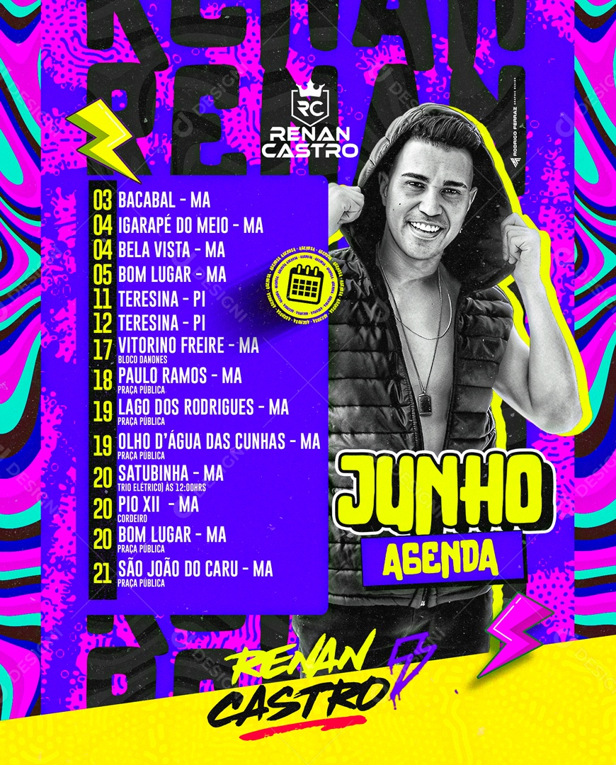 Agenda De Junho Flyer Feed Renan Castro Social Media PSD Editável