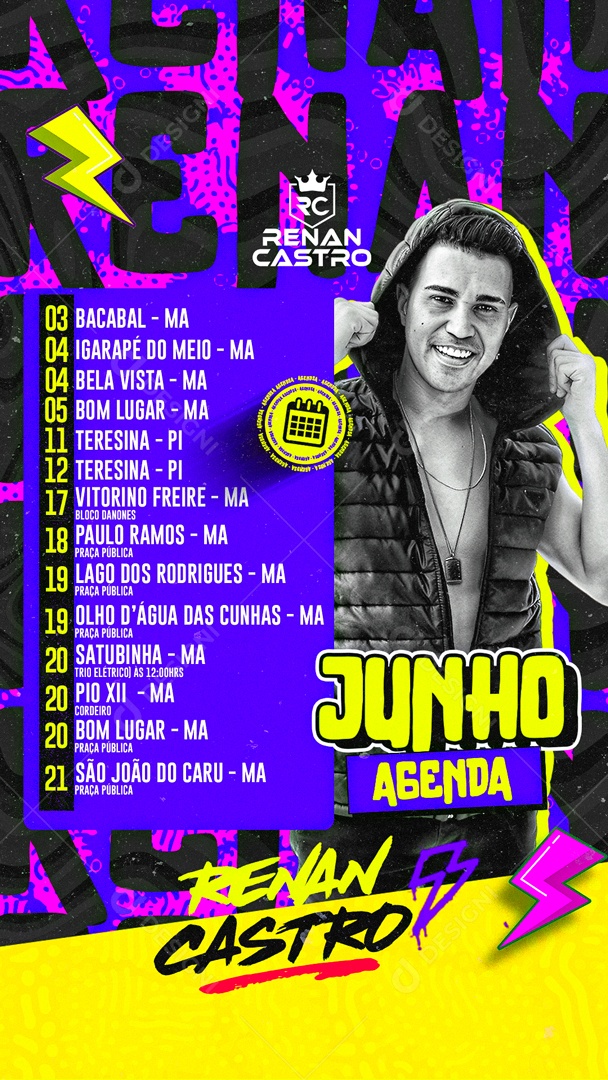 Agenda De Junho Flyer Story Renan Castro Social Media PSD Editável